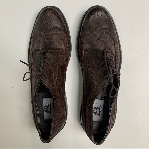 Rustic Wingtip Dark Brown Leather Shoes-US Size 9 - Picture 11 of 12